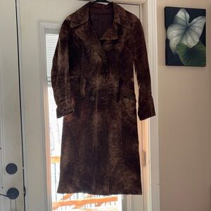 Vintage brown suede trench coat